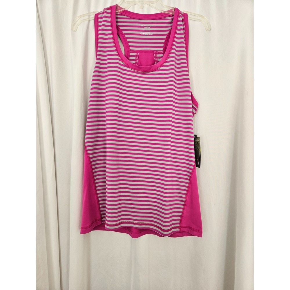 Tek Gear Womens Active Top‎ Dry Tek Size XL Pink Gray  Sleeveless Gym Shirt